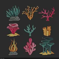 Colorful Coral Shaped Wall Decor With Various Vibrant Designs And Patterns 3d model