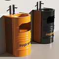 Modern Bathroom Washbasins Orange and Black with Round Mirrors on Grid Wall