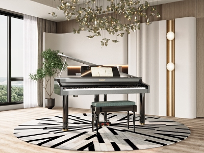 Modern Piano Room 3d model