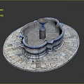 Elegant Circular Stone Garden Ornament with Decorative Fountain Basin and Paved Base