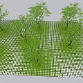 Garden Ornament With Grid Patterned Tiles Green Lawn And Trees For Walking