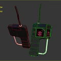 Handheld Digital Communication Device With Antenna Red Display And Black Body Design