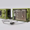 Vintage Green Electronic Device With Knobs Handles And Grille Design 3d model