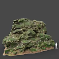Natural Rock Formation Covered With Lush Green Moss And Human Silhouette