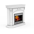 White Traditional Fireplace With Ornate Design And Burning Fire Interior Decor