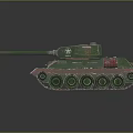 Green Military Tank With Weathered Exterior Cannon Turret And Red Track Details
