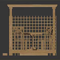 Wooden Outdoor Pergola With Lattice Sides Table Chairs And Wooden Platform