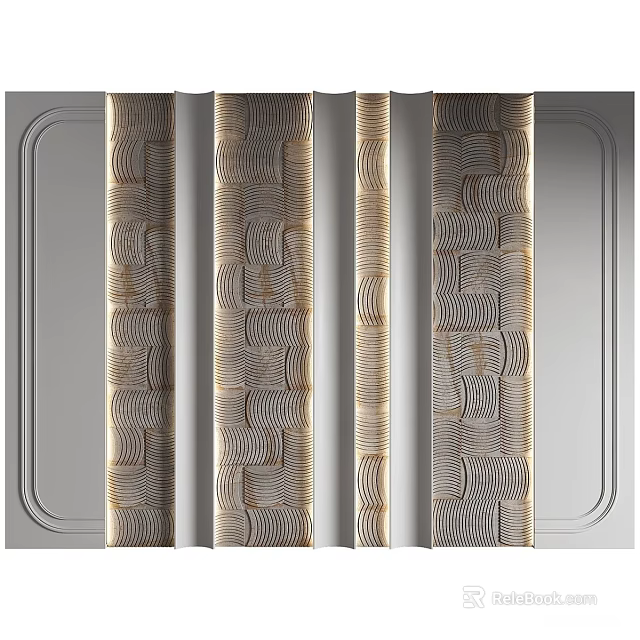 Modern Background Wall Design With Textured Vertical Panels And Geometric Patterns 3d model 