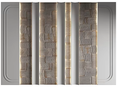 Modern Background Wall Design With Textured Vertical Panels And Geometric Patterns 3d model