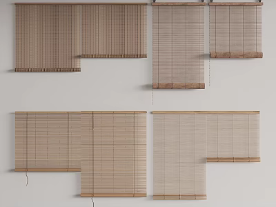 Various Wooden Window Blinds in Different Styles for Home Interior Decoration 3d model