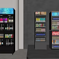 Beverage Display Fridges With Assorted Bottled Drinks And Glass Doors 3d model