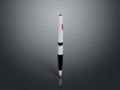 Sleek White Black Red Ballpoint Pen For Daily Writing Use With Smooth Finish 3d model