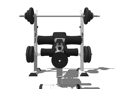 Sturdy Weightlifting Sports Equipment Barbell Rack With Weight Plates And Supports 3d model