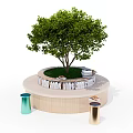 Modern Tree Pool Tree Pool Public Chair 3d model