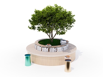 Modern Tree Pool Tree Pool Public Chair 3d model