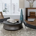 Modern Rattan Leisure Chair With Round Coffee Table And Window View Living Room Interior