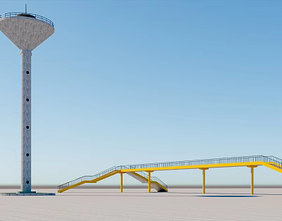 Modern Man Overpass Water Tower Overpass 3d model