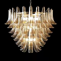 Elegant Transparent Crystal Chandelier With Layered Glass Petals And Warm Lighting