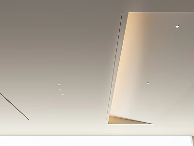 Modern Minimalist Ceiling Design With Gypsum Board Recessed Lights And LED Strip 3d model