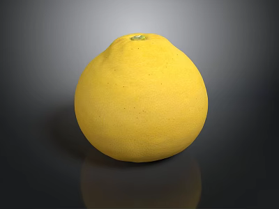 Ripe Fresh Yellow Pomelo Fruit on Black Background with Reflection 3d model