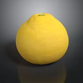 Ripe Fresh Yellow Pomelo Fruit on Black Background with Reflection