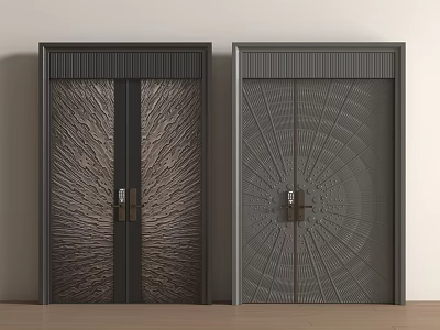 Modern Double Doors With Textured Surface For Home Interior Entrance Design 3d model