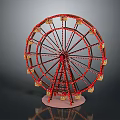 Gorgeous Ferris Wheel Amusement Equipment With Red Gold Frames And Bright Decorative Lights
