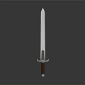 Classic Medieval Weapon Sword With Long Blade Brown Handle And Metal Guard