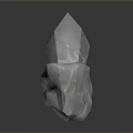 White Transparent Irregular Shaped Stones On Black Surface With Reflection 3d model
