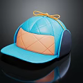 Blue And Orange Quilted Panel Snapback Hat With Stitched Design And Ribbon Bow