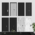 Modern Black Security Doors With Various Panel Designs And Secure Locks 3d model