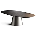 Modern Coffee Table Set With Wooden Grain Top And Conical Metal Base