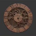 Vintage Clock With Roman Numerals And Exposed Intricate Gear Mechanism