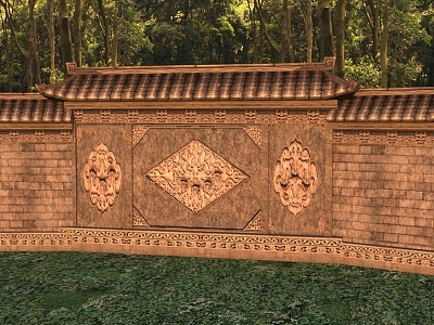 Chinese-style Shadow Wall Ancient Architecture 3d model