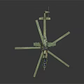 Green Military Helicopter With Large Rotor Blades And Detailed Fuselage Structure