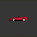 Pink Convertible Sports Car on Red Background with Valentine's Day Heart Decoration