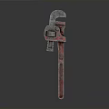 Red Worn Pipe Wrench Plumbing Tool On Gray Gradient Background