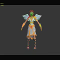 Game and Movie Character Female with Angelic Wings Yellow White Dress Red Boots Heart Decoration