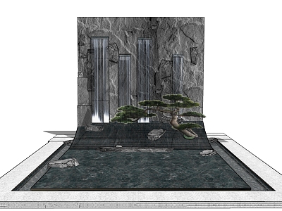 Modern landscape sketch drop water landscape wall stone model