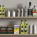 Organized Kitchen Condiment Bottles And Spice Containers On Wooden Shelves