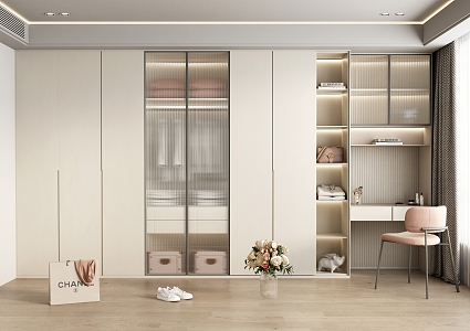 modern wardrobe cream wardrobe 3d model