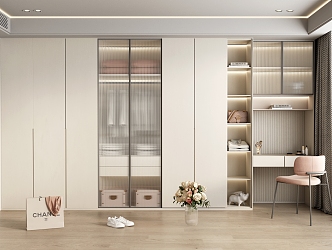 modern wardrobe cream wardrobe 3d model