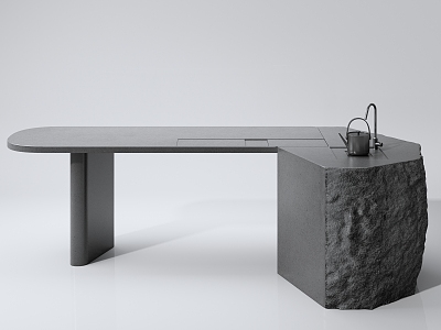 New Chinese Tea Table Stone Original Stone Shape Tea Table Simple 3d model