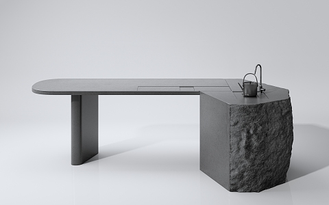 New Chinese Tea Table Stone Original Stone Shape Tea Table Simple 3d model