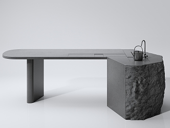 New Chinese Tea Table Stone Original Stone Shape Tea Table Simple 3d model