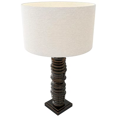 Modern Table Lamp With White Textured Shade And Spiral Dark Base 3d model