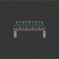 Blue Steel Frame Bridge With Concrete Piers On Green Grass Field