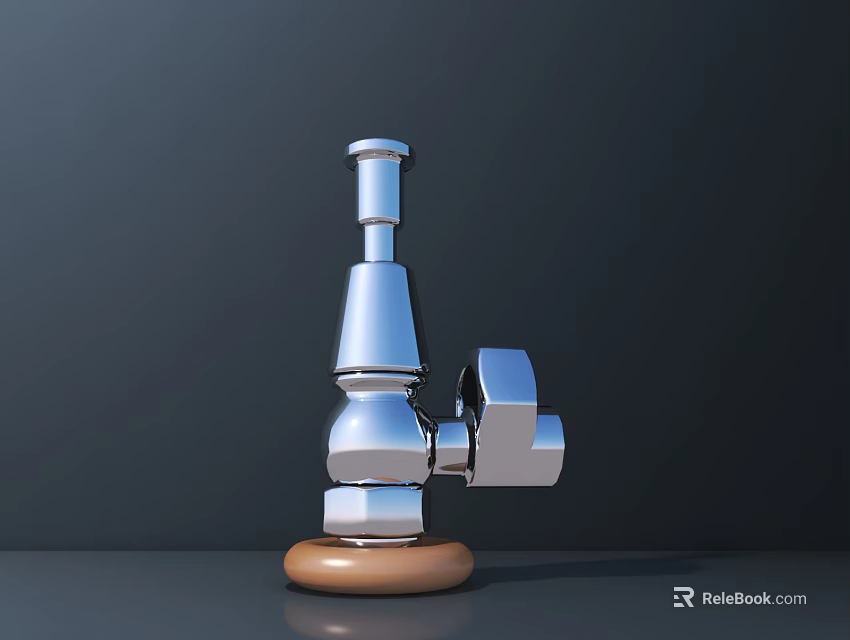 Sturdy Silver Industrial Equipment With Wooden Base And Mechanical Supporting Structure 3d model 