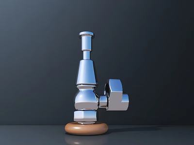 Sturdy Silver Industrial Equipment With Wooden Base And Mechanical Supporting Structure 3d model