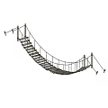 Rope Suspension Bridge With Wooden Planks Support Structures And Simple Design 3d model